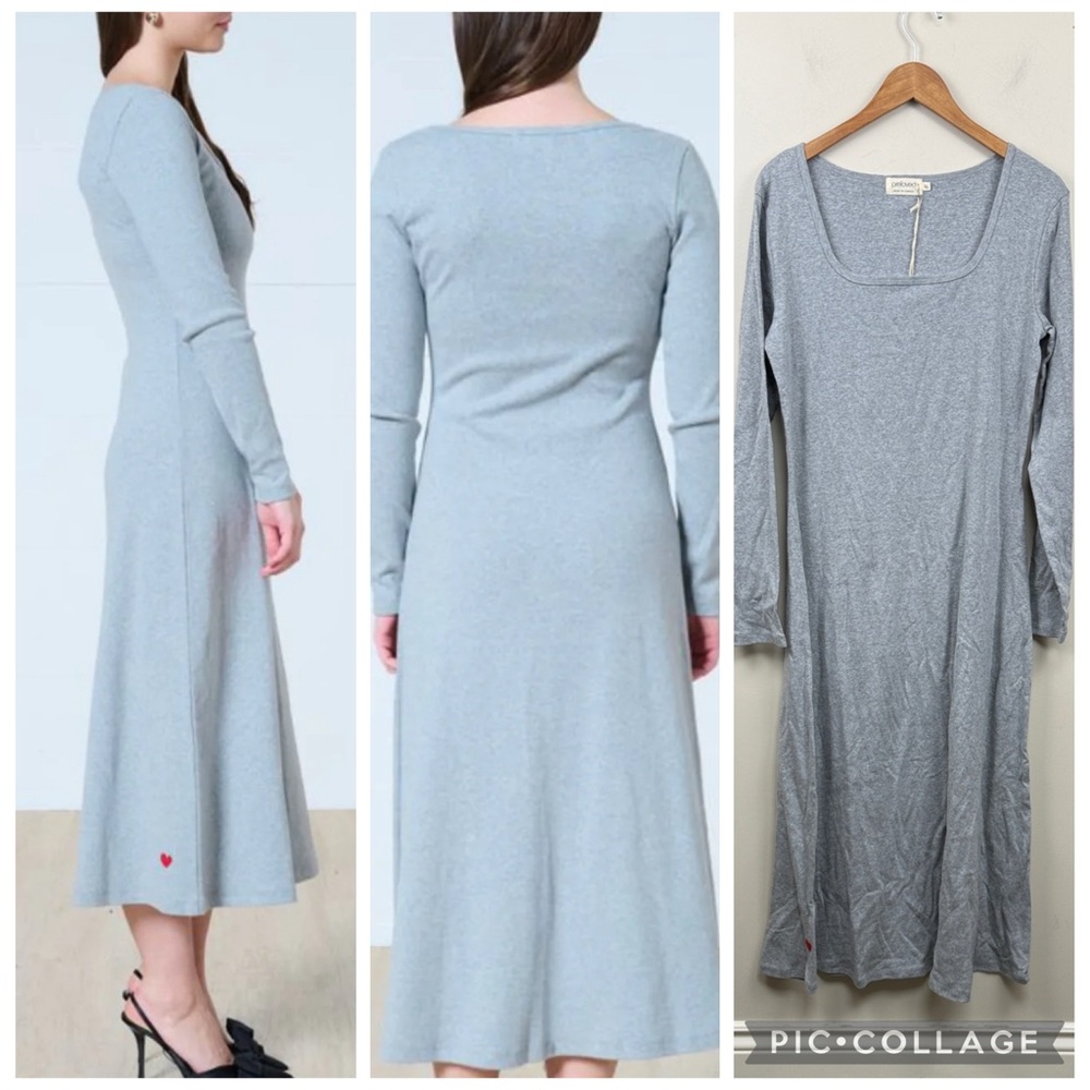 PRELOVED CANADA square neck long sleeve maxi dress with cute heart detail XL